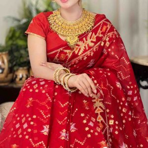 ✨ Half Silk Zari Jamdani — Premium Collection – RED