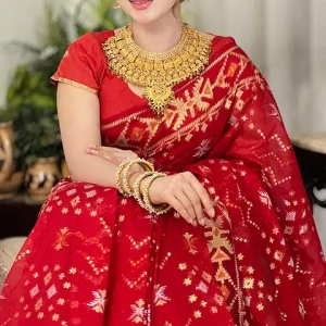 ✨ Half Silk Zari Jamdani — Premium Collection – RED